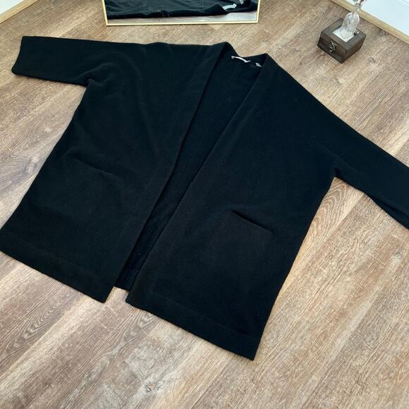 Vince. Cashmere Open Front Thick Chunky Cody Sweater Cardigan Black - Picture 3 of 7